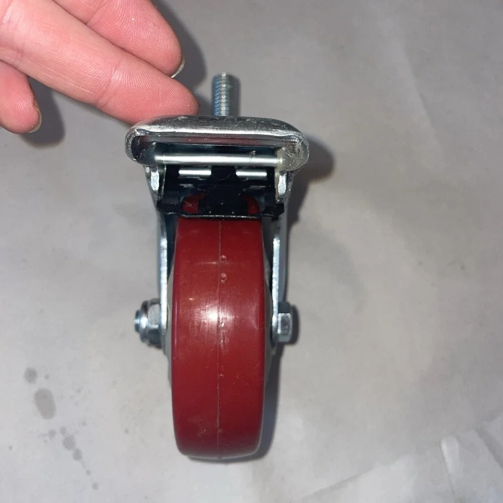 Swivel Stem Caster Wheels 100X32 Stud 2 with Brake Red 4